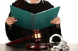 Judge read verdict on white background