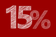 15 % Rabatt Aktion Angebot Sonderangebot Weiss ROT Scribble