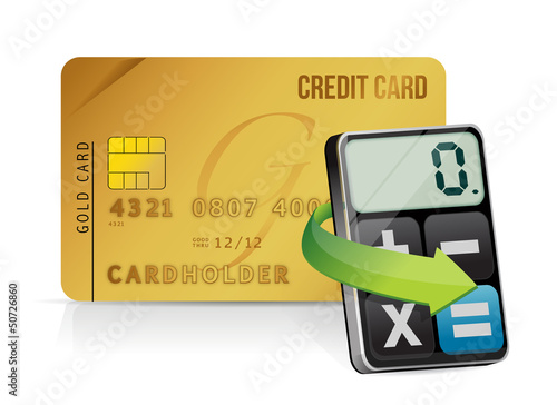 Illustration: credit card and modern calculator credit card and modern calculator