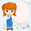 Cute little girl standing with candy