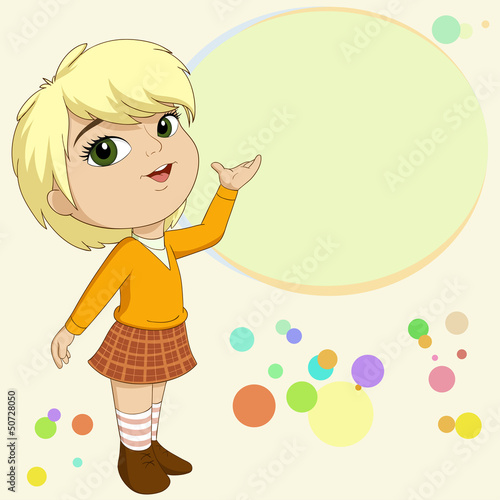 Vector: Cute blonde little girl present with background Cute blonde little girl present with background