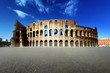 sunset and Colosseum in Rome, Italy