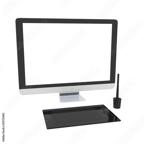 Illustration: Computer Graphic Designer Workplace Computer Graphic Designer Workplace