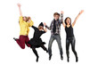 Happy jumping students