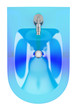 top view of blue glass bidet isolated on white background