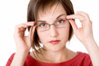 Junge Frau mit der Brille.