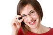 Junge Frau mit der Brille.