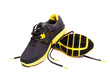 Running shoe one laid on top