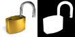 Padlock with alpha mask for easy isolation