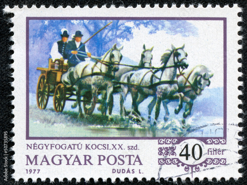 Photo: stamp shows World champion Imre Abonyi, driving four-in-hand stamp shows World champion Imre Abonyi, driving four-in-hand