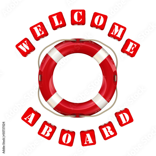 Illustration: Спасательный круг и надпись Welcome aboard Спасательный круг и надпись Welcome aboard