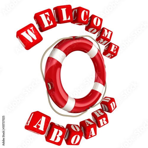 Illustration: Спасательный круг и надпись Welcome aboard Спасательный круг и надпись Welcome aboard
