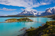 House on the island in the national park Torres del Paine
