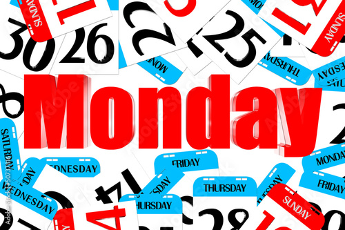 Illustration: Three dimensions color red Monday Three dimensions color red Monday