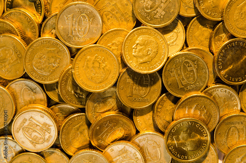 Photo: Background of golden coins Background of golden coins