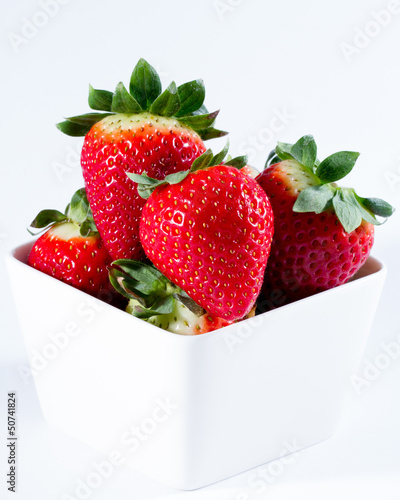 Photo: Diet, fresh strawberries in white bowl Diet, fresh strawberries in white bowl