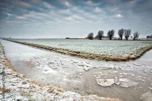 Photo: ice on frozen river in Dutch farmland ice on frozen river in Dutch farmland