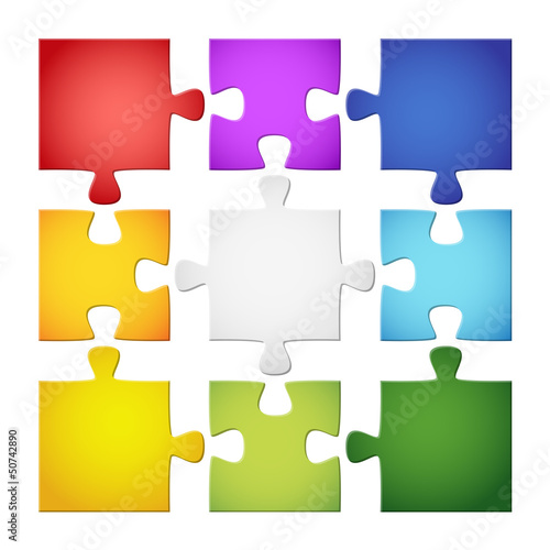 Vector: 9 farbige Puzzelteile 9 farbige Puzzelteile