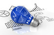 Light bulb with business graph
