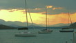 canvas print picture - sailboats and sunrise