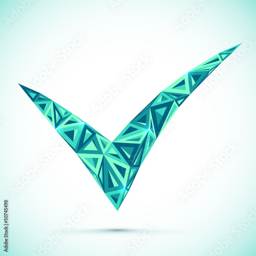 Vector: Blue abstract triangles isolated vector check mark Blue abstract triangles isolated vector check mark