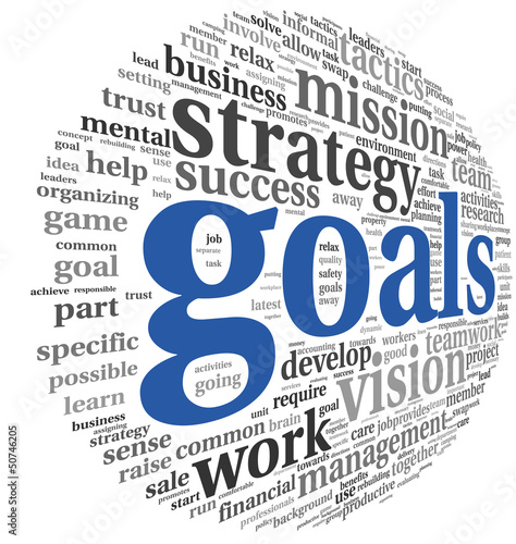 Illustration: Goals concept in word tag cloud Goals concept in word tag cloud