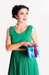 Photo: happy woman with gift box happy woman with gift box