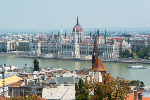 Photo: View of Hungarian parliament building with Danube river View of Hungarian parliament building with Danube river