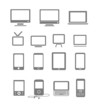 Abstract style modern and vintage mobile gadgets and monitors