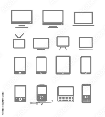 Vector: Abstract style modern and vintage mobile gadgets and monitors Abstract style modern and vintage mobile gadgets and monitors