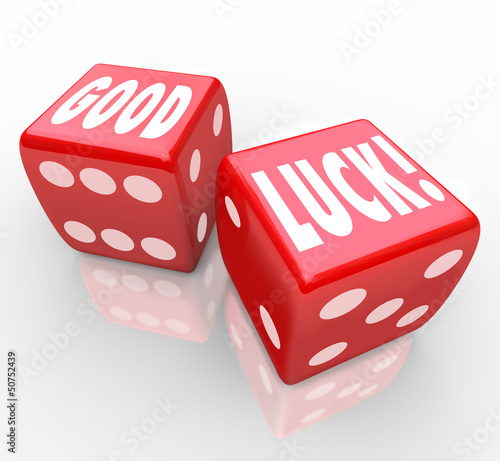 Illustration: Good Luck Red Dice Words Favorable Fortune Good Luck Red Dice Words Favorable Fortune