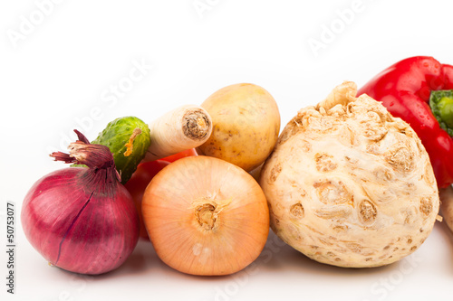 Photo: vegetables and grater isolated on white vegetables and grater isolated on white