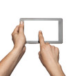 Photo: Hand holding Tablet PC isolated on white Hand holding Tablet PC isolated on white