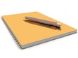 Notebook and pen on a white background