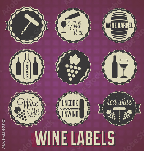 Vector: Vector Set: Vintage Wine Labels and Icons Vector Set: Vintage Wine Labels and Icons