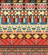 Seamless colorful aztec pattern with birds, flowers and arrow