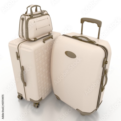 Illustration: Suitcases isolated on white background Suitcases isolated on white background