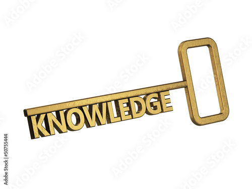 Illustration: golden key with word knowledge on a white background golden key with word knowledge on a white background