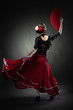Photo: young woman dancing flamenco on black young woman dancing flamenco on black