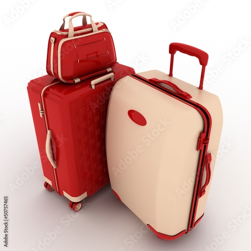 Illustration: Suitcases isolated on white background Suitcases isolated on white background