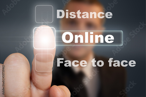 Photo: Press Online button. Press Online button.