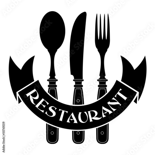 Vector: Knife, fork and spoon / Restaurant Seal Knife, fork and spoon / Restaurant Seal