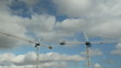 Two cranes. Timelapse.