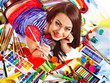 Artist woman with paint palette.