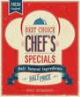 Vintage Chef`s specials Poster. Vector illustration.