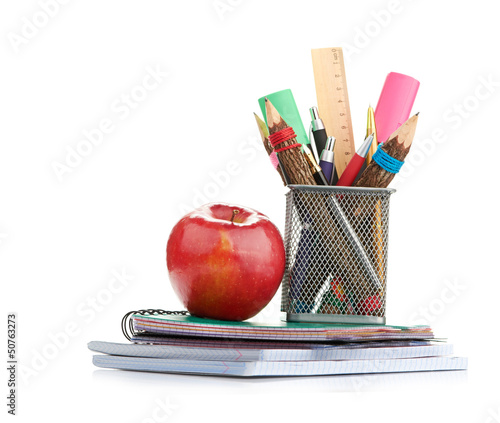 Photo: pencil box with school equipment pencil box with school equipment