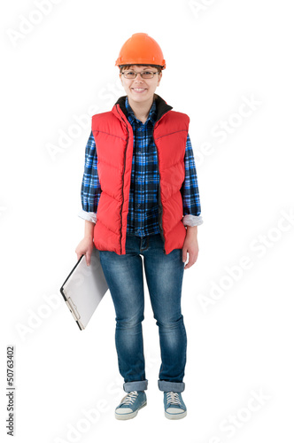 Photo: engineer woman isolated engineer woman isolated