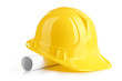 yellow helmet and roll paper