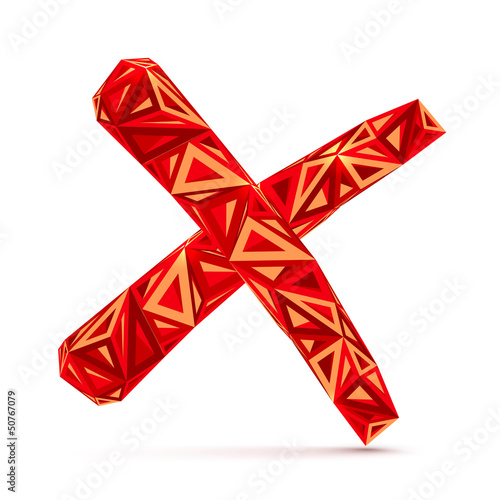 Vector: Red abstract triangles isolated vector cross mark Red abstract triangles isolated vector cross mark