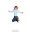 Adorable child jumping